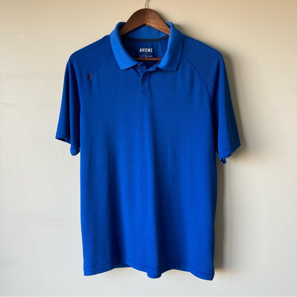 RHONE Men's Lightweight Blue Short‎ Sleeve Golf Polo Shirt Medium